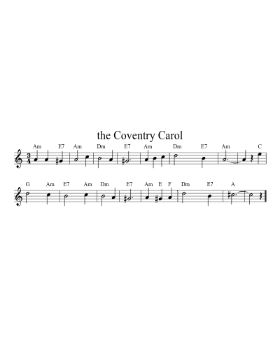 the Coventry Carol (Version 2) sheet music preview
