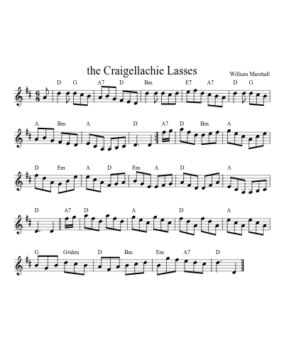 the Craigellachie Lasses (Version 2) sheet music preview