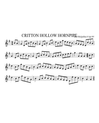 CRITTON HOLLOW HORNPIPE (Version 2)