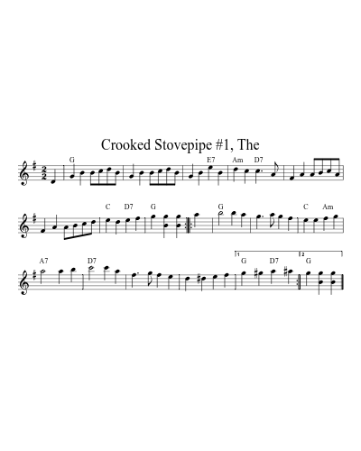 Crooked Stovepipe #1, The sheet music preview