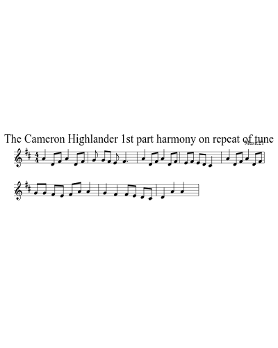 The Cameron Highlander 1st part harmony on repeat of tune