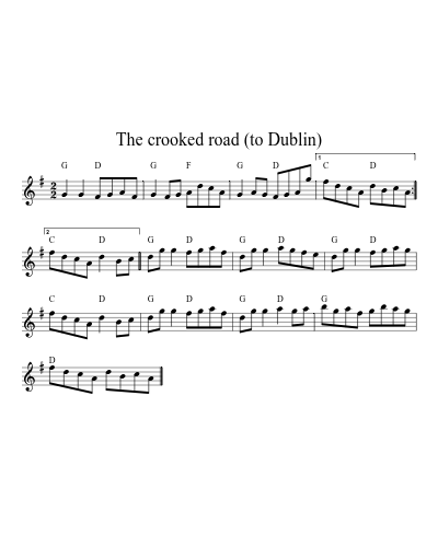 The crooked road (to Dublin) (Version 2) sheet music preview