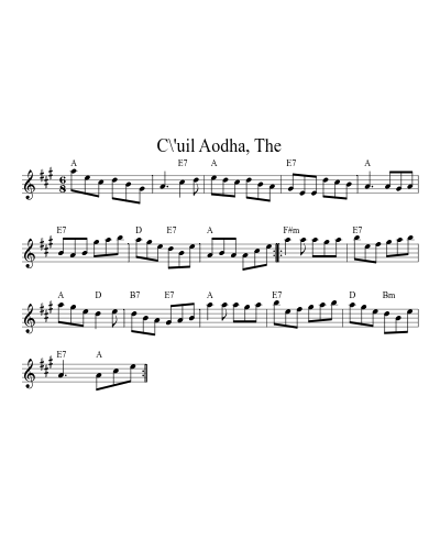 C\'uil Aodha, The sheet music preview