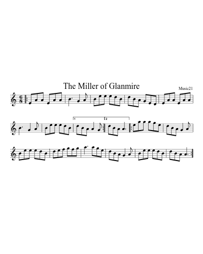 The Miller of Glanmire sheet music preview