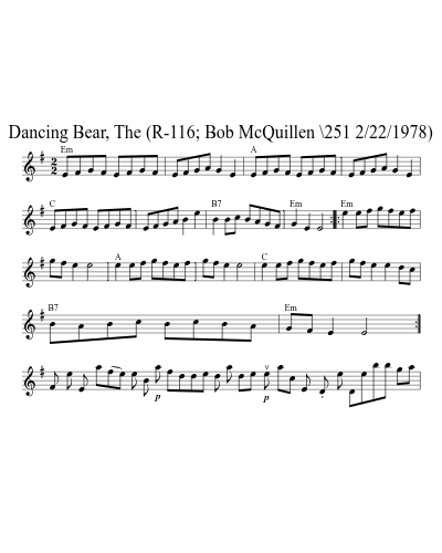 Dancing Bear, The (R-116; Bob McQuillen \251 2/22/1978)
