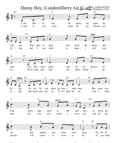 Danny Boy, (London)Derry Air    [C,w] preview