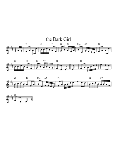 the Dark Girl (Version 2) sheet music preview