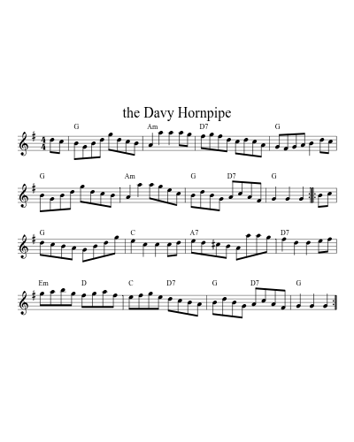 the Davy Hornpipe (Version 5) sheet music preview