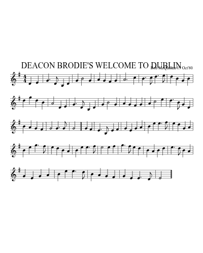 DEACON BRODIE'S WELCOME TO DUBLIN (Version 2)