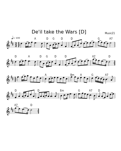 De'il take the Wars   [D] (Deil Take The Wars Jw)