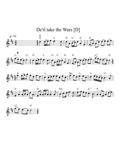 De'il take the Wars   [D] (Version 3)