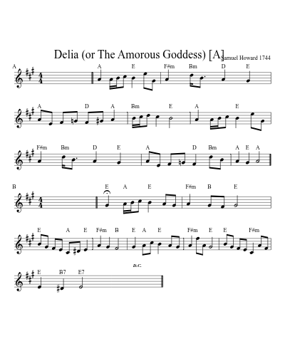 Delia (or The Amorous Goddess)   [A]