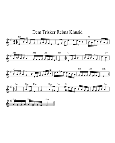 Dem Trisker Rebns Khusid (Version 2) sheet music preview