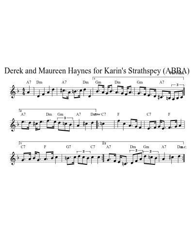 Derek and Maureen Haynes for Karin's Strathspey (ABBA) (Version 2)