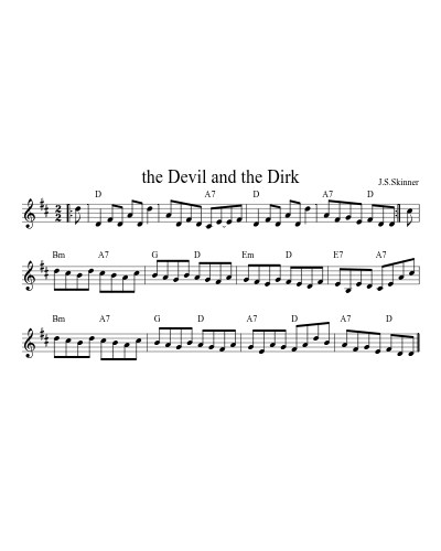 the Devil and the Dirk sheet music preview
