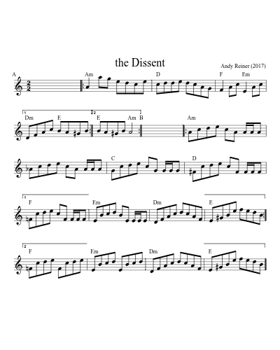 the Dissent sheet music preview