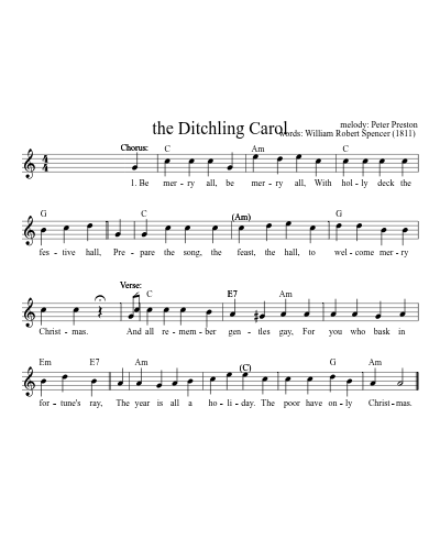 the Ditchling Carol sheet music preview
