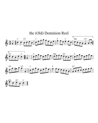 the (Old) Dominion Reel (Version 2) sheet music preview