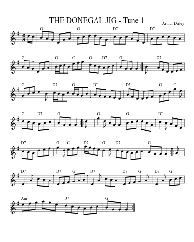 THE DONEGAL JIG - Tune 1 (Donegal Jig Medley G) sheet music preview