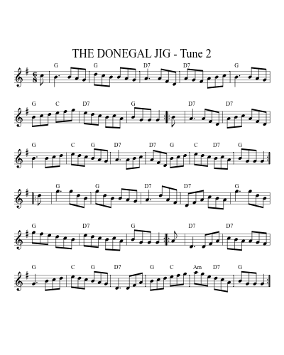 THE DONEGAL JIG - Tune 2 (Donegal Jig Medley G) sheet music preview