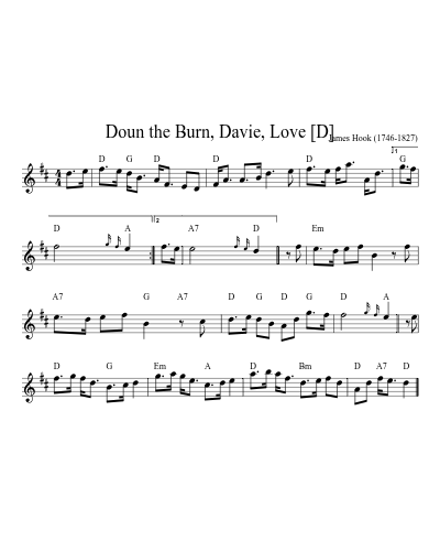 Doun the Burn, Davie, Love [D] (Version 2)