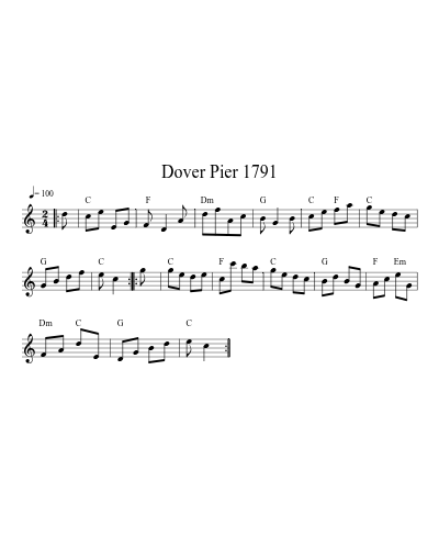 Dover Pier 1791 sheet music preview