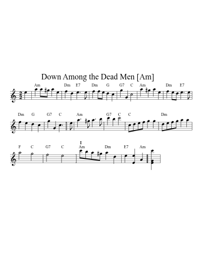 Down Among the Dead Men    [Am] (Version 5)
