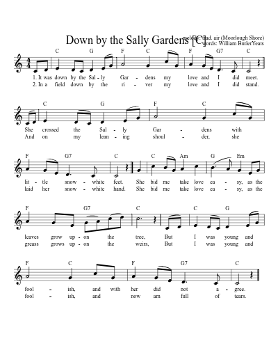 Down by the Sally Gardens   [C]