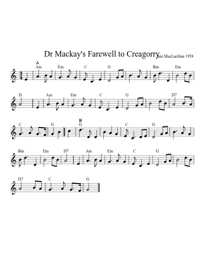 Dr Mackay's Farewell to Creagorry (Version 2)