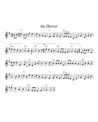 the Drover sheet music preview