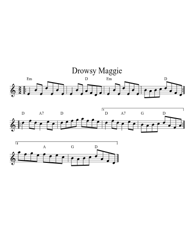 Drowsy Maggie (Version 9) sheet music preview
