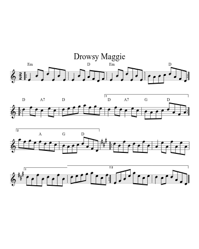 Drowsy Maggie (Version 10) sheet music preview