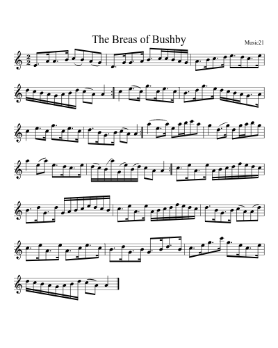 The Breas of Bushby sheet music preview