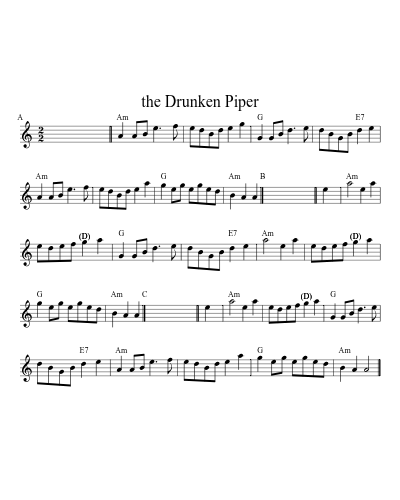 The drunken piper (Version 5) sheet music preview