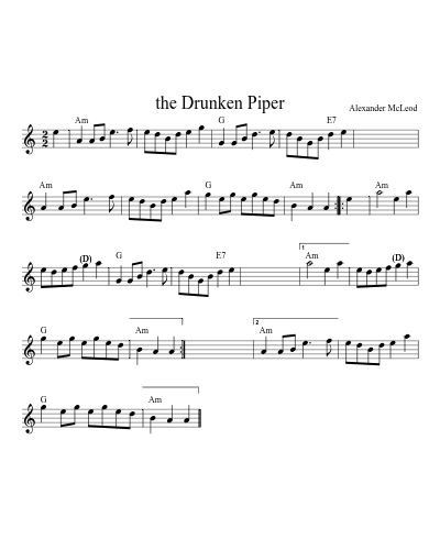 The drunken piper (Version 6) sheet music preview