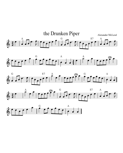 The drunken piper (Version 7) sheet music preview