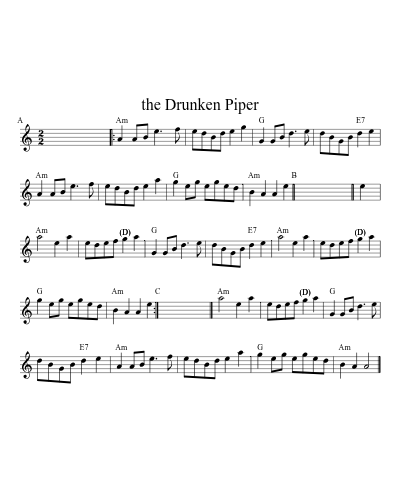 The drunken piper (Version 10) sheet music preview