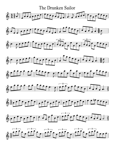 The Drunken Sailor (Version 4) sheet music preview