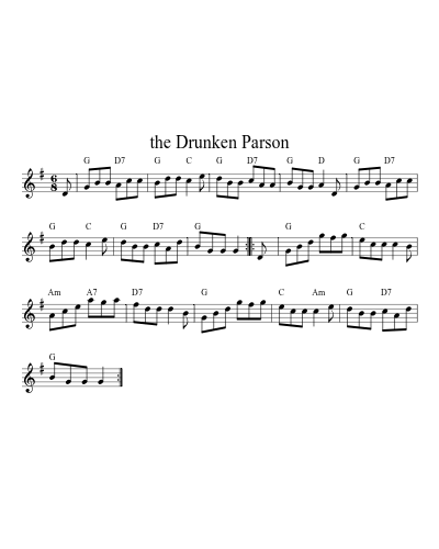 The Drunken Parson (Version 4) sheet music preview