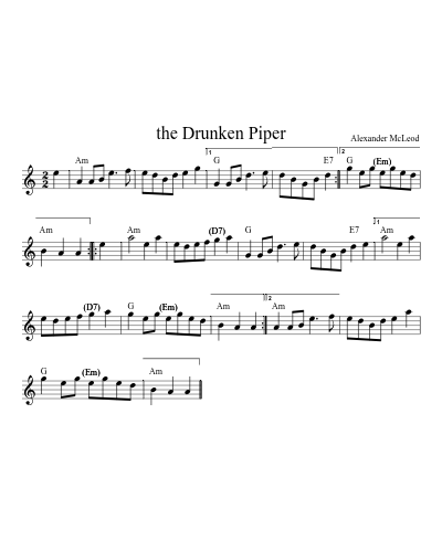 The drunken piper (Version 13) sheet music preview