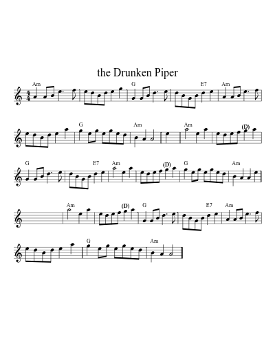 The drunken piper (Version 17) sheet music preview