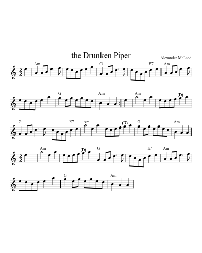 The drunken piper (Version 18) sheet music preview