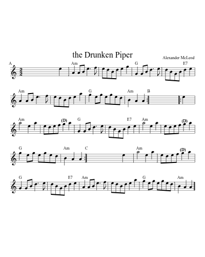 The drunken piper (Version 20) sheet music preview