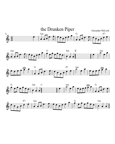 The drunken piper (Version 21) sheet music preview