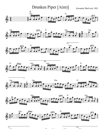 Drunken Piper   [A(m)] (Version 2)