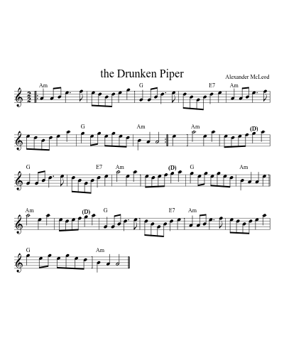 The drunken piper (Version 25) sheet music preview