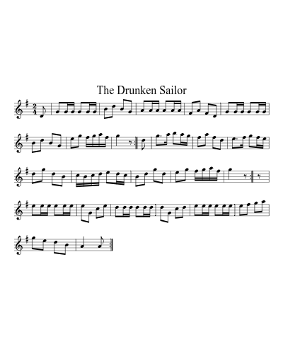 The Drunken Sailor (Version 9) sheet music preview
