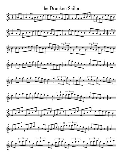 The Drunken Sailor (Version 10) sheet music preview