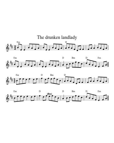 The drunken landlady (Version 6) sheet music preview