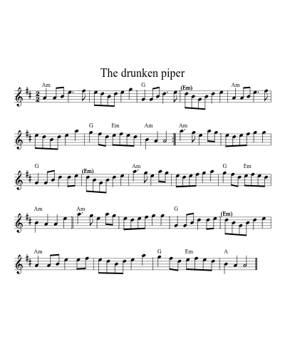 The drunken piper (Version 26) sheet music preview